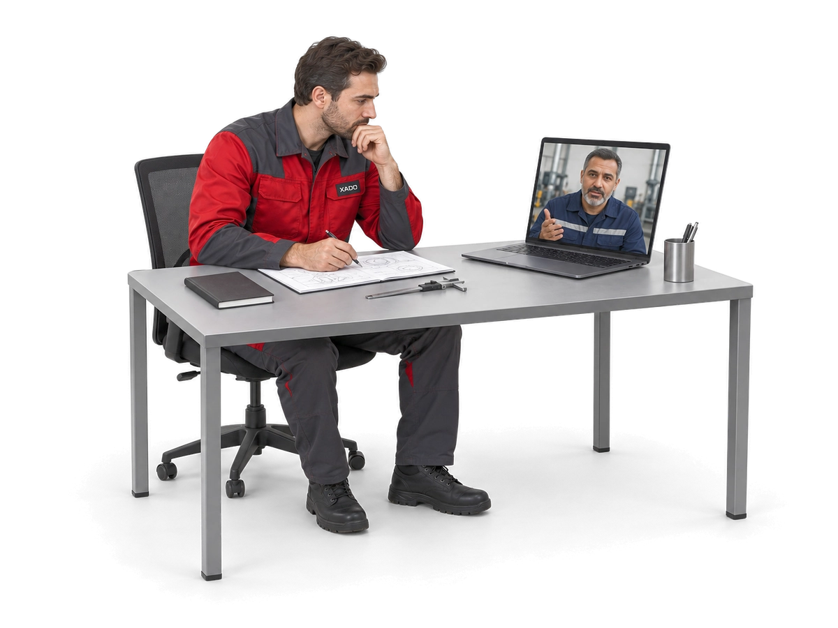 مهندس يقدّم استشارة حول معدات صناعية
